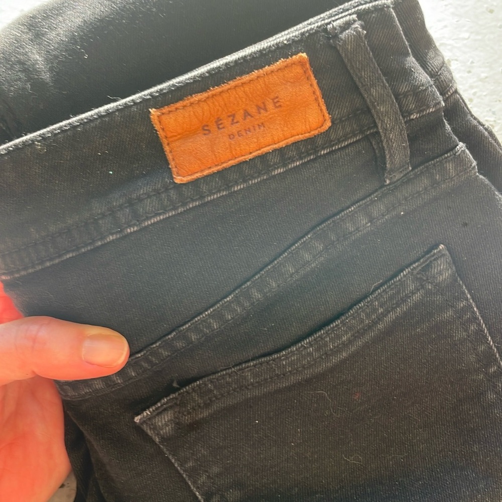 SEZANE Women's Black Perfect Slim Stretch Crop Jeans Size 28